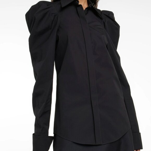 Sportmax Black Cotton Poplin Button Up Blouse NWT - Picture 3 of 10